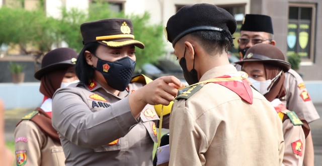 Kapolres Banjar Pimpin Upacara Rekrutmen Saka Bhayangkara Angkatan Ke-14