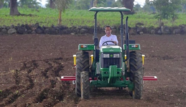 Momen Presiden Jokowi Saat Tanam Jagung Gunakan Traktor