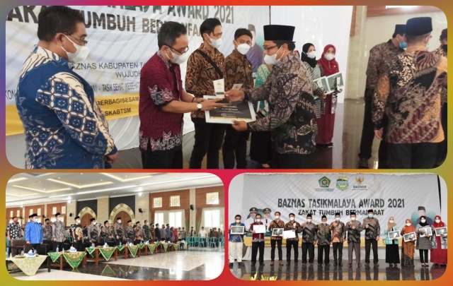 collage UPZ PDAM Tirta Sukapura Tasikmalaya Terima Penghargaan BAZNAS AWARD 2021 Kategori UPZ BUMD Dengan Penghimpunan ZIS Terbaik