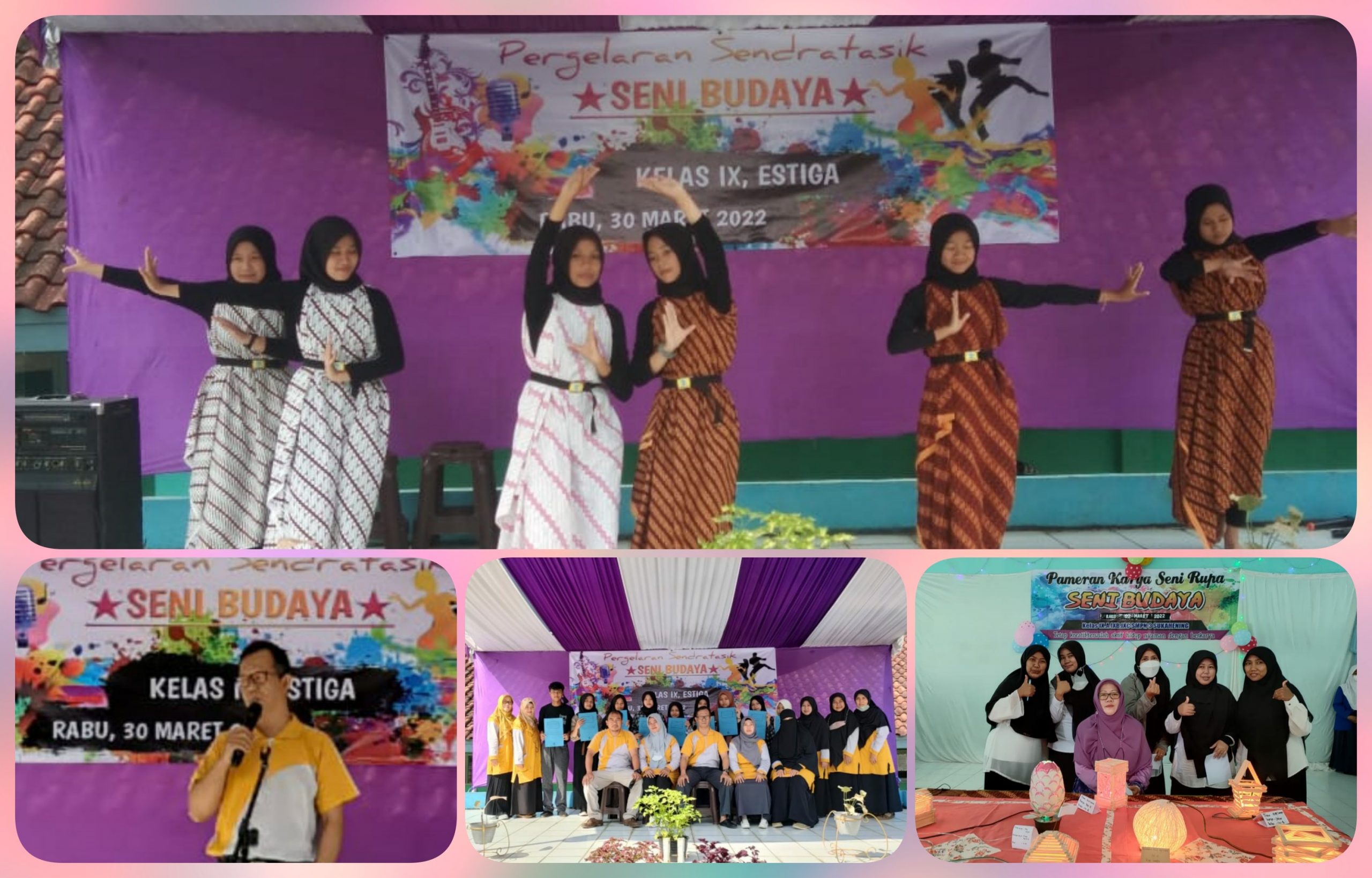 Pameran Karya & Pergelaran Sendratasik Mata Pelajaran Seni Budaya Kelas IX di SMP Negeri 3. Sukahening