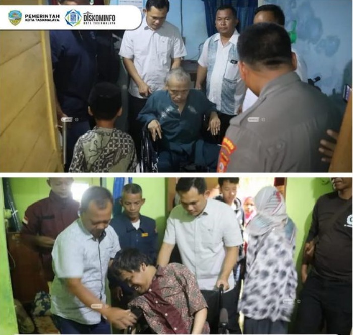 Pj Walikota Tasikmalaya Menyerahkan Bantuan Sosial Kepada Warga Kota Tasikmalaya Berupa Kursi Roda dan Sembako