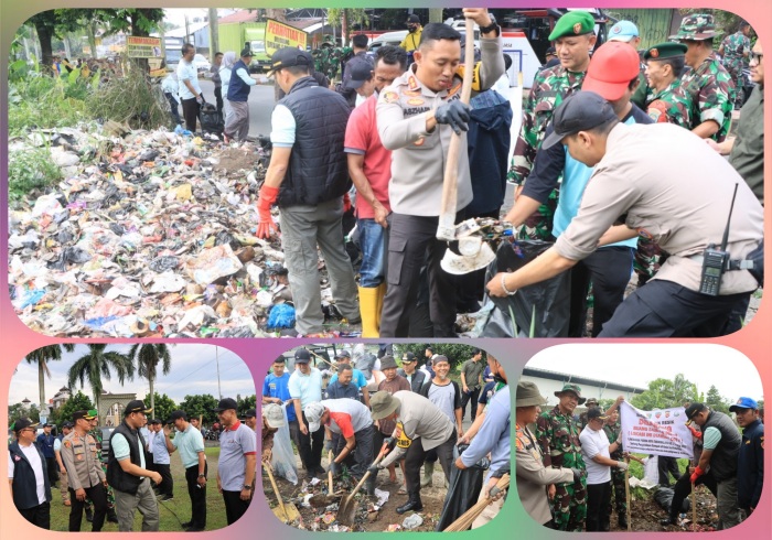 Kapolres Tasikmalaya Kota Hadiri Apel Gabungan Tim Satuan Tugas Pengelolaan Sampah Tasik Resik di Halaman Balekota Tasikmalaya.