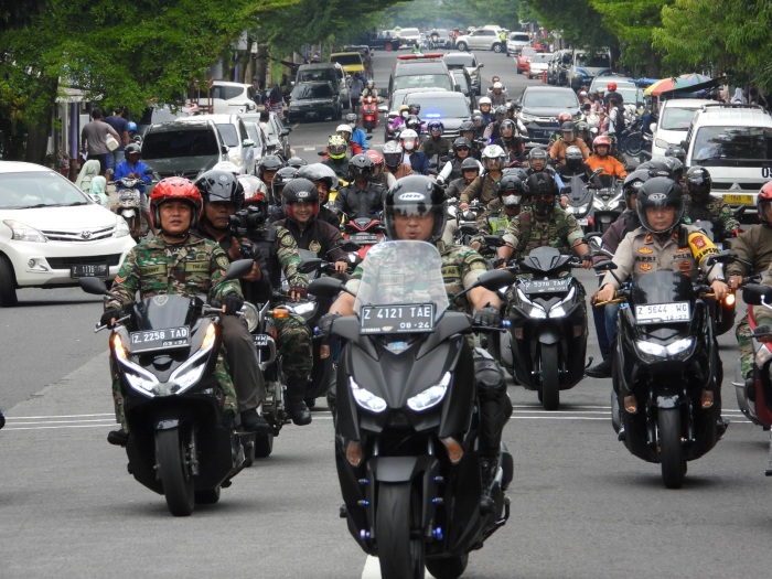 Berikan Rasa Aman , Kodim 0613/ Ciamis Bersama Forkopimda Telusuri Wilayah Utara dengan Patroli Bermotor