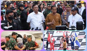 collage Panglima TNI Dampingi Presiden Jokowi Saksikan F1H2O Powerboat Danau Toba 2023