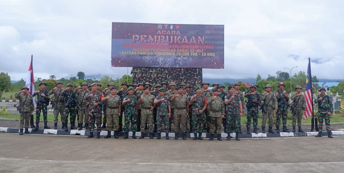 Dansatgas Pamtas Yonif 645/Gty Hadiri Upacara Pembukaan Patroli Terkoordinasi TNI-TDM Seri 1/2023