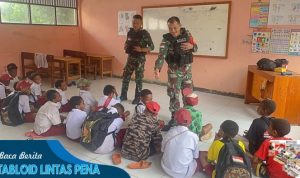 Anak-Anak Kampung.Sawiyatami Belajar Bersama Satgas Yonif 132/BS