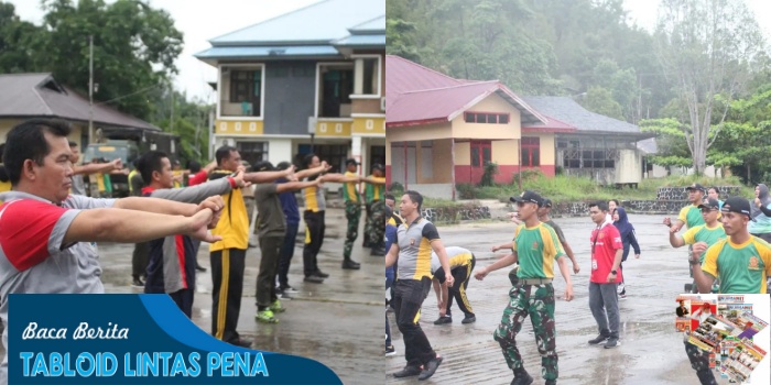 Senam Ceria Ala Satgas Pamtas Yonarmed 10/ Bradjamusti dan mansyarakat Badau