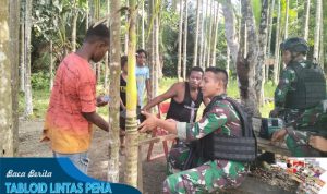 Ciptakan Hubungan Harmonis, Satgas Pamtas Yonif 132/BS Anjangsana Ke Kampung Pikere