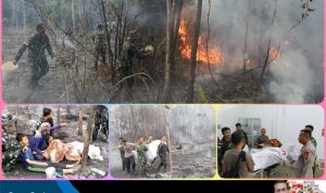 Sigap, Satgas Pamtas RI - Malaysia Yonarmed 10/ Bradjamusti Padamkan Kebakaran Hutan dan Lahan KAPUAS HULU- Prajurit TNI yang tergabung Satgas Pamtas RI-Malaysia Yonarmed 10/ Bradjamusti Pos Kotis bergerak cepat berjuang melawan kobaran api yang membara agar tidak melebar luas ke arah penduduk desa di Daerah Desa Janting, Kecamatan Badau, Kapuas Hulu, Kalbar. Jumat (18/07/2023). Kejadian bermula pada Jumat (18/08/2023) di lahan Saudara B (suami korban) beserta keluarga sedang membakar ladang yang akan digunakan untuk menanam padi. Saat sedang membakar ladang tersebut api menjalar tiba-tiba akibat angin kencang dan menyebabkan api membesar dan menjalar dengan cepat. Sesaat kemudian, melihat terjadinya kebakaran hutan warga melaporkan kejadian tersebut ke Pos Kotis Satgas Pamtas. Anggota Pos Kotis Dipimpin langsung oleh Dansatgas langsung bergegas mengambil perlengkapan untuk memadamkan api dan evakuasi korban seperti ember dan kain. Pada saat sampai di lokasi kejadian, Ditemukan 1 orang korban atas nama Ibu Sumiyati telah tewas terbakar dan 2 orang lainnya (suami dan anak korban) masih dalam posisi selamat. Dengan sigap dan tanpa rasa takut, Tim evakuasi dari Satgas Pamtas langsung menyelamatkan 2 orang tersebut dan mengevakuasi Korban. Setelah korban ditemukan, tim evakuasi segera membawa korban menuju Puskesmas Badau untuk membuat surat kematian dan di antar menuju rumah duka. Dansatgas Pamtas Ri - Malaysia Yonarmed 10/ Bradjamusti mengungkapkan, "Dari kejadian hal tersebut kami dari Satgas Pamtas mengharapkan tidak ada lagi Warga membakar hutan sembarangan lagi untuk membuka lahan apalagi dimusim kemarau seperti sekarang ini, tentunya kondisi ini akan lebih cepat memicu api menjadi lebih besar dan sulit untuk dikendalikan" "Sesuai perintah Pangdam XII/Tanjungpura selaku Pangkoops Satgas Pamtas Darat, Kami Satgas Pamtas Yonarmed 10/ Bradjamusti Kostrad siap mencegah dan menanggulangi terjadinya Karhutla. Kami menghimbau kepada masyarakat, untuk Stop pembakaran Hutan dan Lahan Sekarang. Karena Membakar Hutan adalah membakar Masa depan" Imbuh Dansatgas. (Yonarmed 10/Bradjamusti)
