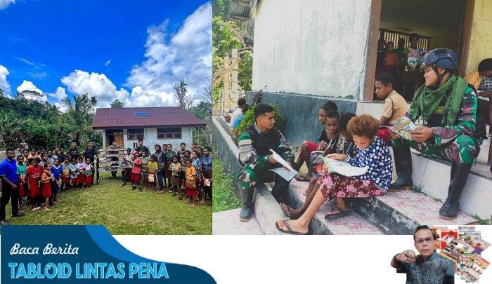 Keceriaan Anak-Anak Perbatasan Papua Saat Disambangi Perpustakaan Keliling Satgas Yonif 122/Tombak Sakti