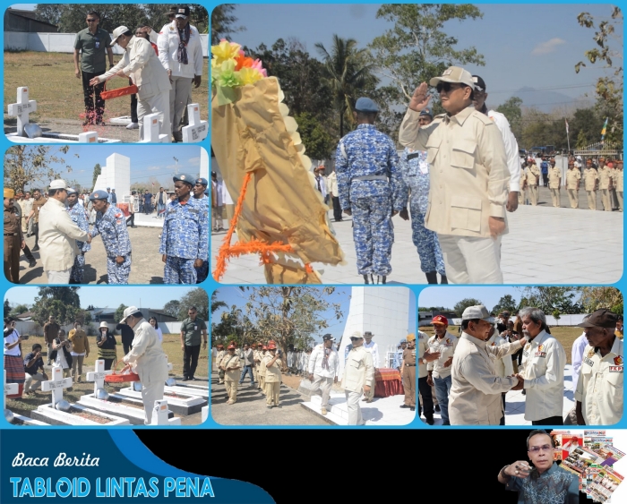 Tiba di Atambua, Menhan Prabowo Ziarah ke TMP Seroja Atambua Mengenang Pahlawan Gugur di Timor Timur