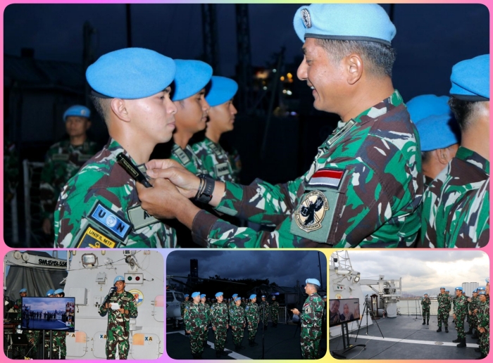 Haru dan Bangga Warnai Kenaikan Pangkat Kontingen Garuda TNI AL di Lebanon