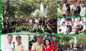 Anton Charliyan Deklarasi Gernas Prabowo Gibran Bersama Puluhan Relawan 08 Seusai Pendaptaran Ke KPU di Taman Suropati Jakarta