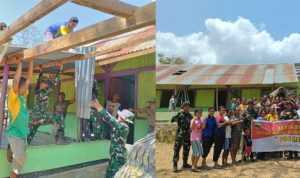 Pos Manamas Satgas Yonkav 6/Naga Karimata Peduli, Bantu Warga Laksanakan Renovasi Paud