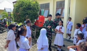 Satgas Yonif 122/TS Menggelar Sosialisasi Kesehatan di Sekolah Dasar Negeri Pitewi