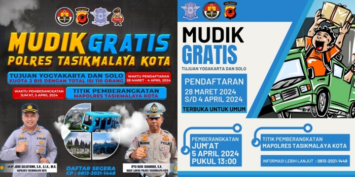 Polres Tasikmalaya Kota Siapkan Layanan Mudik Gratis, Tujuan Yogya dan Solo