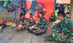 Satgas Yonif 122/TS Berikan Pelayanan Kesehatan Dan Bagikan Sembako Kepada Masyarakat  Distrik Muara tami Papua