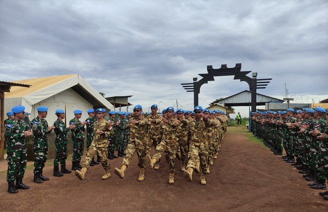 Penyambutan Satgas  MONUSCO Kongo XX-U Kontingen  Garuda DI  Bumi Nusantara Camp Mavivi