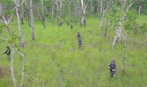 Memantau Situasi Guna Ciptakan Kondusifitas, Satgas Pamtas Yonif 726/Tml Laksanakan Patroli Keamanan Di Wilayah Perbatasan RI-PNG