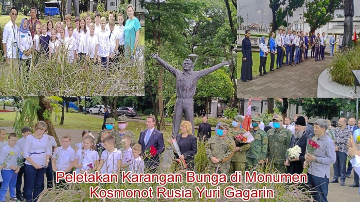 Dihadiri PPWI dan Perwakilan Kedubes, Peletakan Bunga di Monumen Gagarin Berlangsung Hikmad