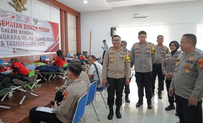 Bakti Kesehatan Dalam Rangka Hari Bhayangkara Ke-78,Polres Tasikmalaya Kota Gelar Donor Darah