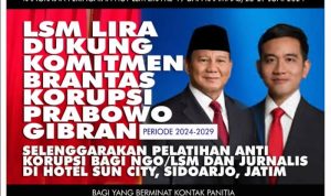 ---- 1.jpg1.jpg-.jpg-.jpg- LSM LIRA Dukung Komitmen Brantas Korupsi Prabowo-Gibran 2024-2029. Buat Pelatihan Anti Korupsi Bagi LSM dan Jurnalis/Media