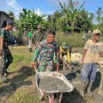 Satgas Yonif 122/TS Bersama Warga Laksanakan Karya Bhakti Bangun Masjid di Perbatasan Papua