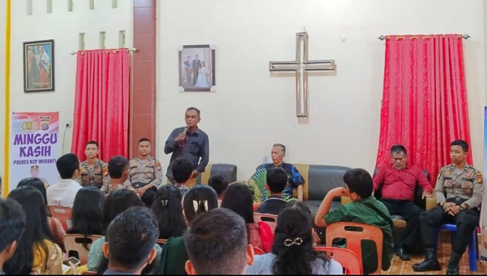 Minggu Kasih : Polres Meranti Sosialisasikan Pesan Keamanan dan Kamtibmas di Gereja HKBP"