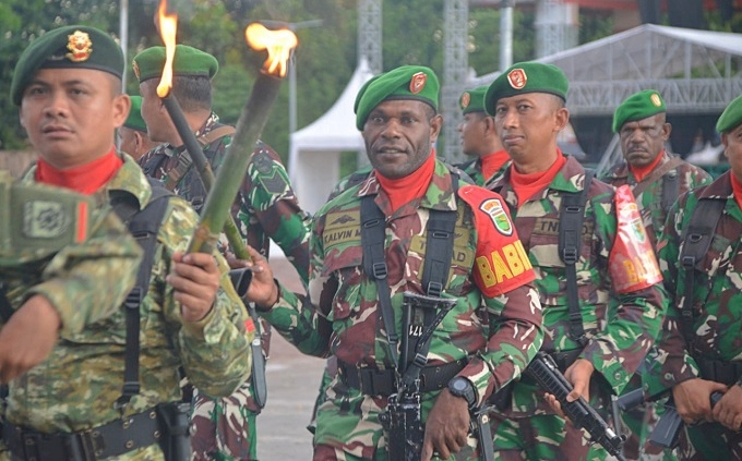 Prajurit Kodim 1710/Mimika Laksanakan Upacara Taptu Dalam Rangka Menyambut HUT Ke-79 Republik Indonesia