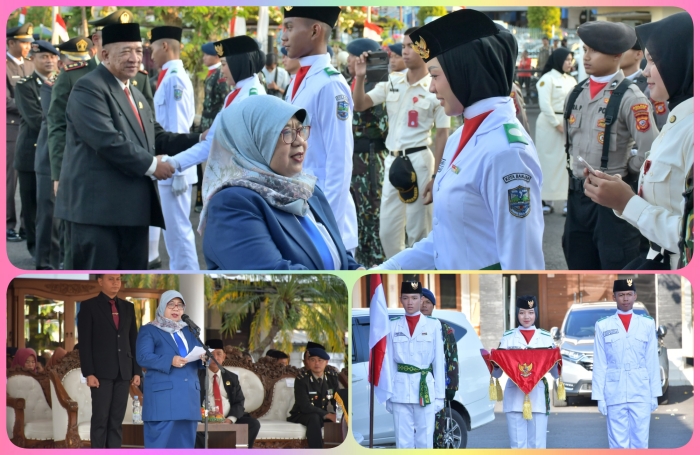 Penjabat Wali Kota   Dr. Hj. Ida Wahida Hidayati, S.E., S.H., M.Si., Mengukuhkan Anggota Paskibraka Kota Banjar